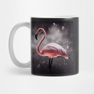 Elegant Flamingo in Falling Snow Mug